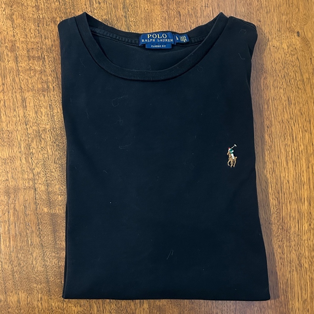 Polo by Ralph Lauren Men's Black Classic Long Sleeve Tee. Large - Picture 5 of 8